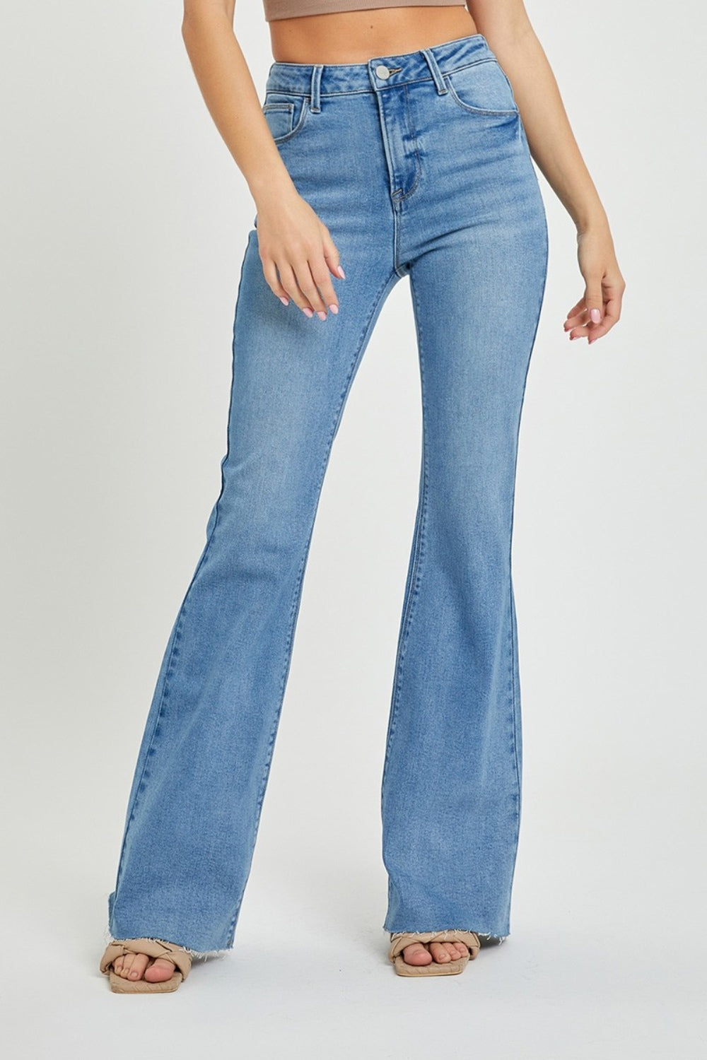 RISEN Bootcut Jeans | High Rise Raw Cut Hem Jean