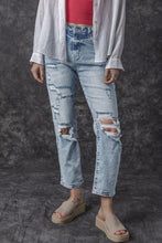 Load image into Gallery viewer, Sky Blue Light Wash Frayed Slim Fit High Waist Jeans | Bottoms/Jeans
