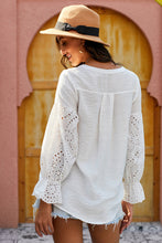 Load image into Gallery viewer, White Rekindle Eyelet Button Up Top
