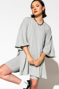 Gray Tunic Top & Slimming Shorts Set