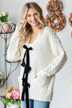 Load image into Gallery viewer, Open Knit Cardigan | Tie Ribbon Closure Sweater
