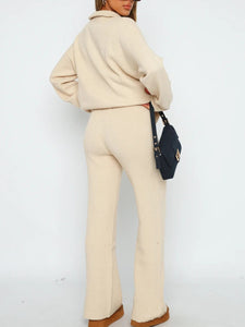 Quarter Zip Long Sleeve Top Pants Set