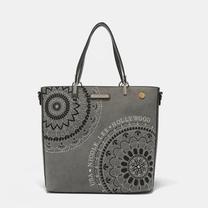 Metallic Embroidery Rhinestone Tote Bag