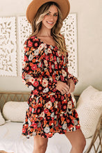 Load image into Gallery viewer, Multicolour Smocked High Waist Long Sleeve Floral Dress | Dresses/Floral Dresses
