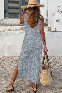 Gray Leopard Print Sleeveless Maxi Dress | Dresses/Maxi Dresses