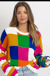 Color Block Round Neck Sweater