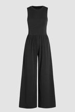 Load image into Gallery viewer, Black Cinched Waist Sleeveless Wide Leg Jumpsuit | Bottoms/Jumpsuits &amp; Rompers
