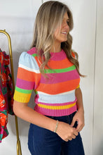 Load image into Gallery viewer, Color-Block Sweater | Mullt-Color Cropped Short Sleeve Sweater
