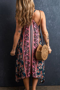 Pink Bohemian Floral Patchwork Print Long Sundress | Dresses/Floral Dresses