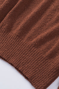 Brown Solid Color Lantern Sleeve Knitted Sweater | Tops/Sweaters & Cardigans