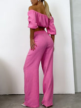 Load image into Gallery viewer, Top &amp; Pants Set | Off Shoulder Long Sleeve Pants Set
