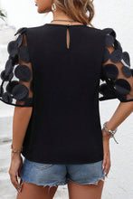 Load image into Gallery viewer, Half Sleeve Blouse | Black Contrast Applique Mesh Top
