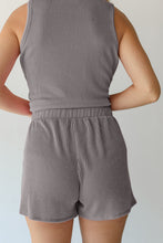 Load image into Gallery viewer, Medium Grey Corded Sleeveless Top and Pocketed Shorts Set | Two Piece Sets/Short Sets
