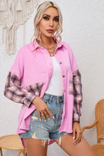 Load image into Gallery viewer, Rose Plaid Patchwork Chest Pockets Oversized Shirt Jacket | Outerwear/Jackets
