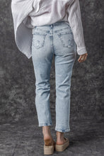 Load image into Gallery viewer, Sky Blue Light Wash Frayed Slim Fit High Waist Jeans | Bottoms/Jeans
