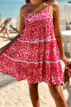 Load image into Gallery viewer, Rose Leopard Print Lace Trim Flared Sundress | Dresses/Mini Dresses
