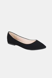 Black Pointy Toe Slip On Flat Loafers