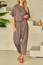 Load image into Gallery viewer, Crop Pants Set | Taupe High Low Boxy Fit Tee and Pants
