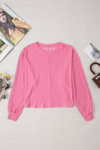 Load image into Gallery viewer, Pink Long Sleeve Top | Solid Color Textured Long Sleeve Tee
