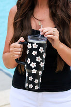 Load image into Gallery viewer, Black Floret Print Stainless Tumbler With Lid And Straw 40oz | Accessories/Tumblers
