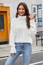 Load image into Gallery viewer, Turtleneck Cable-Knit Long Sleeve Sweater
