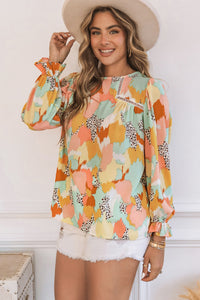 Pink Abstract Printed Long Sleeve Blouse | Tops/Blouses & Shirts