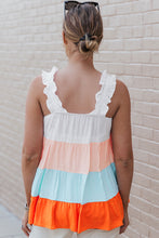 Load image into Gallery viewer, Color Block Ruffle Strap Tank Top
