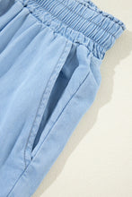 Load image into Gallery viewer, Drawstring Wide Leg Blue Jeans with Pockets
