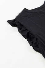 Load image into Gallery viewer, Ruffled Black Dress | Black Keyhole Back Plus Shift
