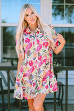 Load image into Gallery viewer, Shirt Dress | Multi-Color Floral Print Short Sleeve
