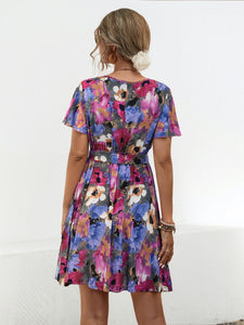 Mini Dress | Printed Surplice Tie Waist Dress