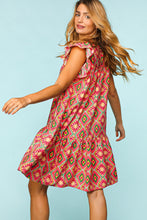 Load image into Gallery viewer, Ruffled Printed Dress | Full Size Ruffled Dress with Side Pockets
