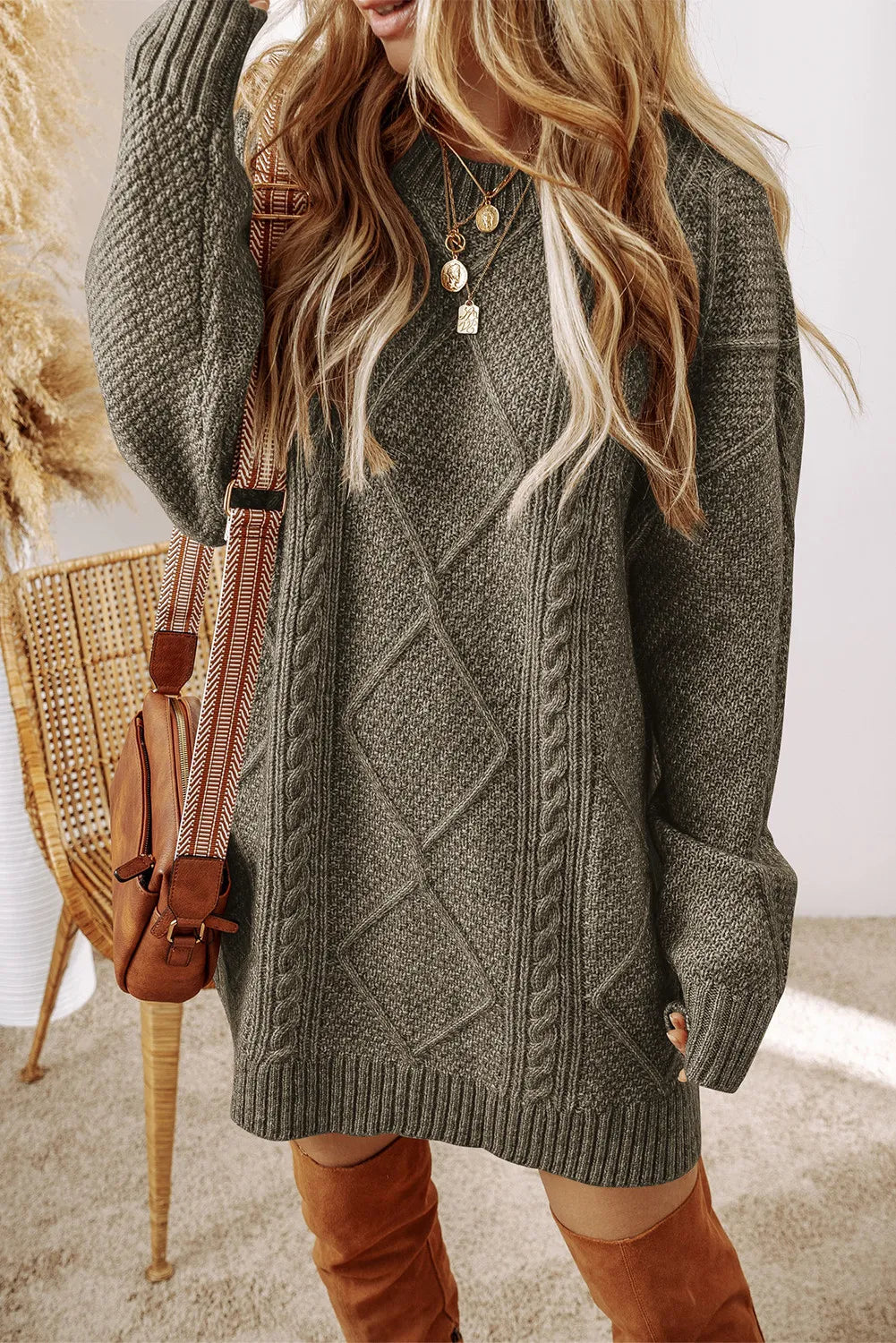 Cable-Knit Sweater Dress