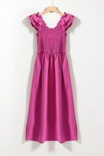 Load image into Gallery viewer, Maxi Dress | Rose Solid Color Ruffled Straps Dress
