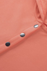 Orange Batwing Sleeve Pocketed Henley Hoodie | Tops/Sweatshirts & Hoodies