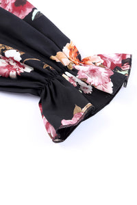 Black Floral Print Lace Patchwork Loose Cold Shoulder Blouse | Tops/Blouses & Shirts