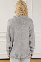 Load image into Gallery viewer, Light Grey Chunky Knit Turtle Neck Drop Shoulder Sweater | Tops/Sweaters &amp; Cardigans
