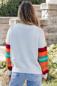 Multicolor Color Block Striped Loose Sleeve Sweater | Tops/Sweaters & Cardigans