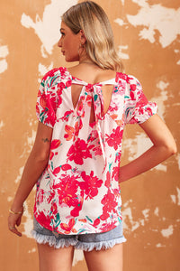 Floral Blouse | Tie Back Square Neck Top