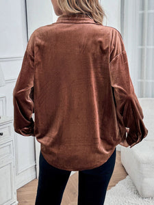 Velvet Like Long Sleeve Blouse