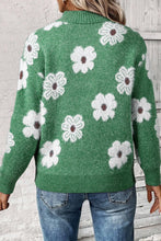 Load image into Gallery viewer, Flower Half Zip Long Sleeve Sweater
