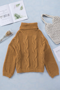 Cuddle Weather Cable Knit Handmade Turtleneck Sweater | Tops/Sweaters & Cardigans