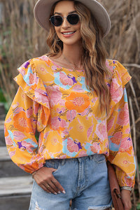 Floral Print Blouse | Ruffle Puff Sleeve