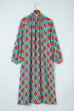 Load image into Gallery viewer, Shirt Dress | Sky Blue Western Geometric Print Split Buttoned
