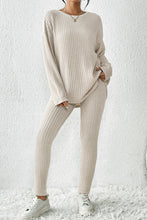 Load image into Gallery viewer, Skinny Pants Set | Apricot Knit Loose Long Sleeve Top Pants
