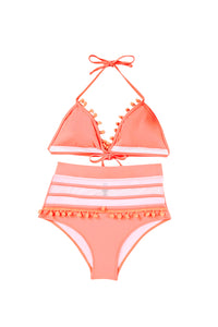 Pink Mesh Insert High waisted swimsuits | Swimwear/High Waisted Swimsuit