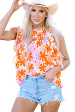 Load image into Gallery viewer, Orange Ruffled Sleeve Smocked Floral Top | Tops/Blouses &amp; Shirts
