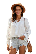 Load image into Gallery viewer, White Rekindle Eyelet Button Up Top
