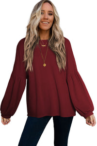 Faux Knit Jacquard Puffy Long Sleeve Top | Tops/Long Sleeve Tops