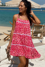 Load image into Gallery viewer, Rose Leopard Print Lace Trim Flared Sundress | Dresses/Mini Dresses
